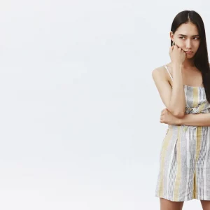 Sleeveless Stripe Printed Cotton Jumpsuit